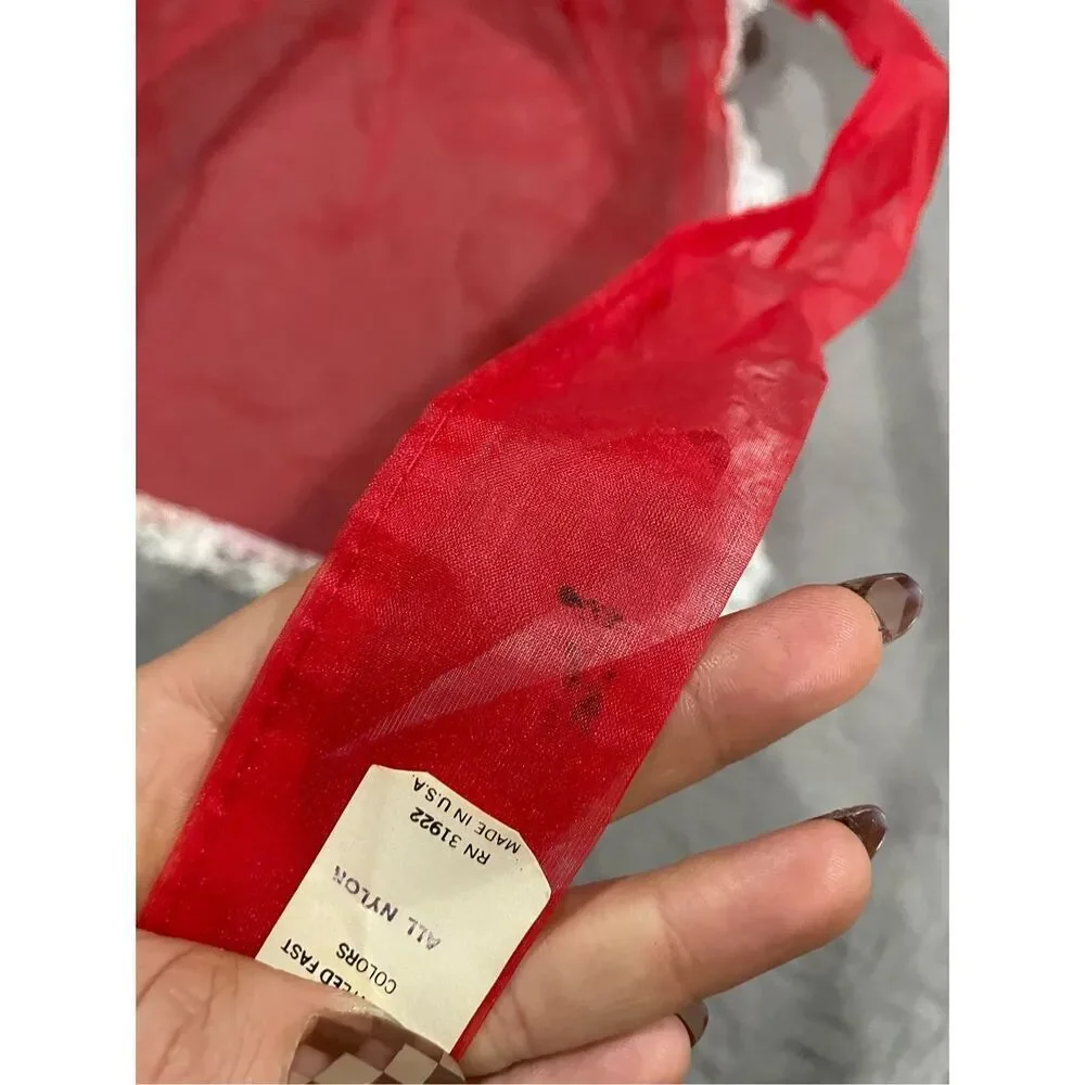 Vintage Red Sheer Half Apron Christmas
